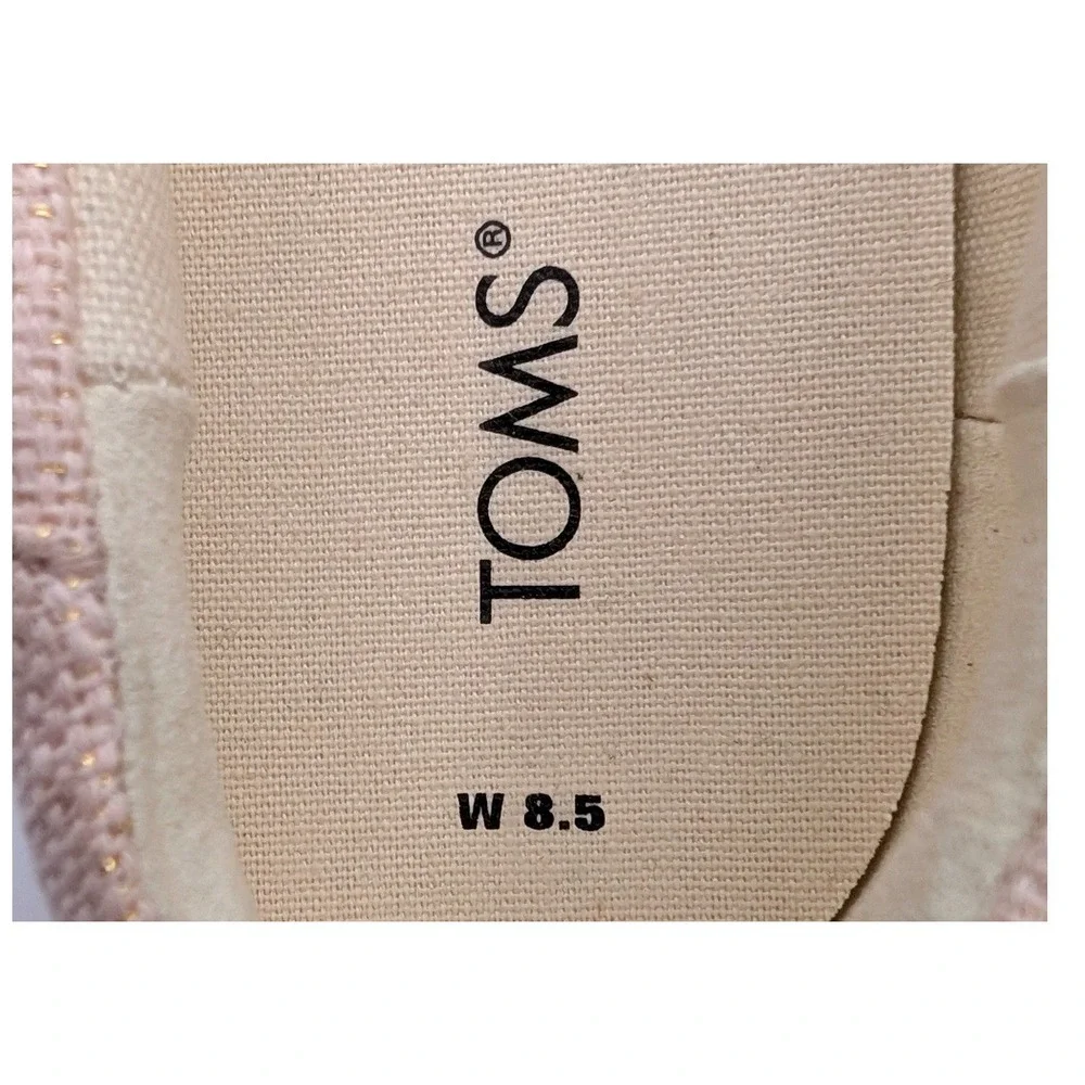Toms Wmn Valencia Dusty Peach Metallic Linen Platform Slip On Shoes 10019807 8.5